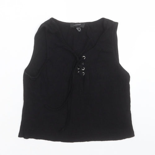 Atmosphere Womens Black  Viscose Cropped Tank Size 14 V-Neck