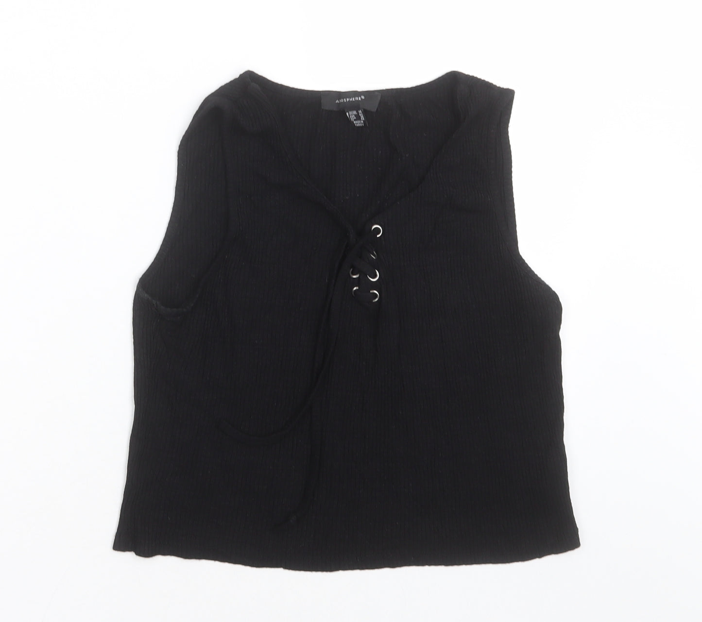 Atmosphere Womens Black  Viscose Cropped Tank Size 14 V-Neck