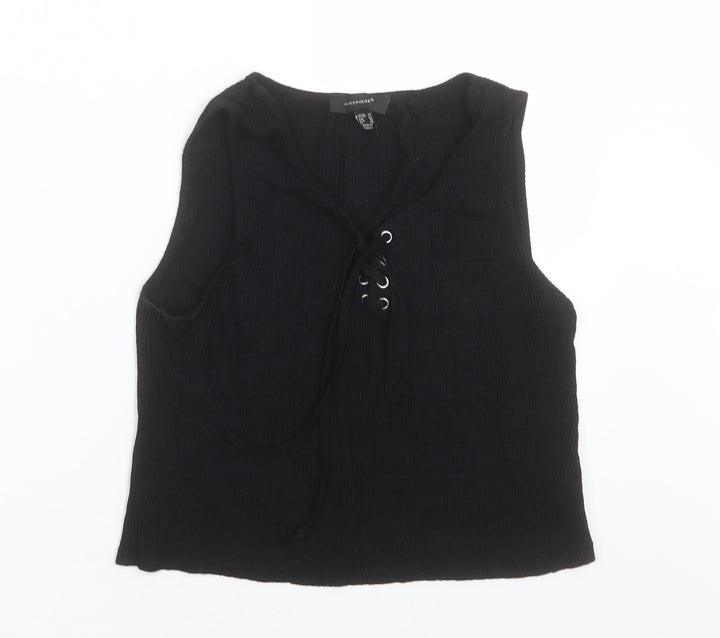 Atmosphere Womens Black  Viscose Cropped Tank Size 14 V-Neck