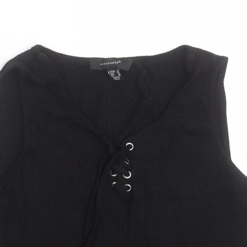 Atmosphere Womens Black  Viscose Cropped Tank Size 14 V-Neck