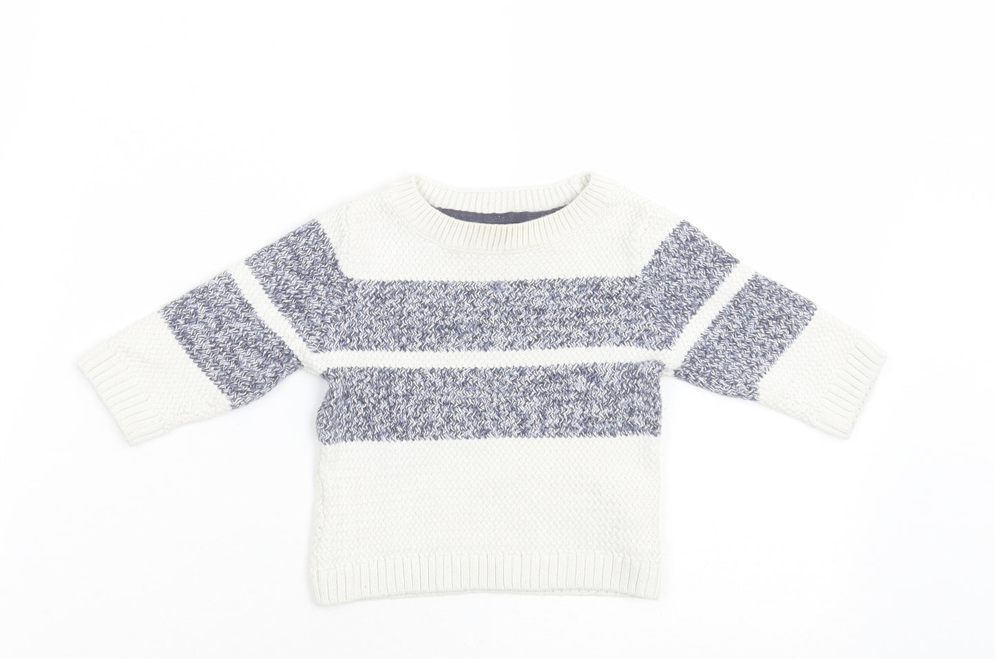 NEXT Boys White Striped Cotton Pullover Jumper Size 3-6 Months  Pullover