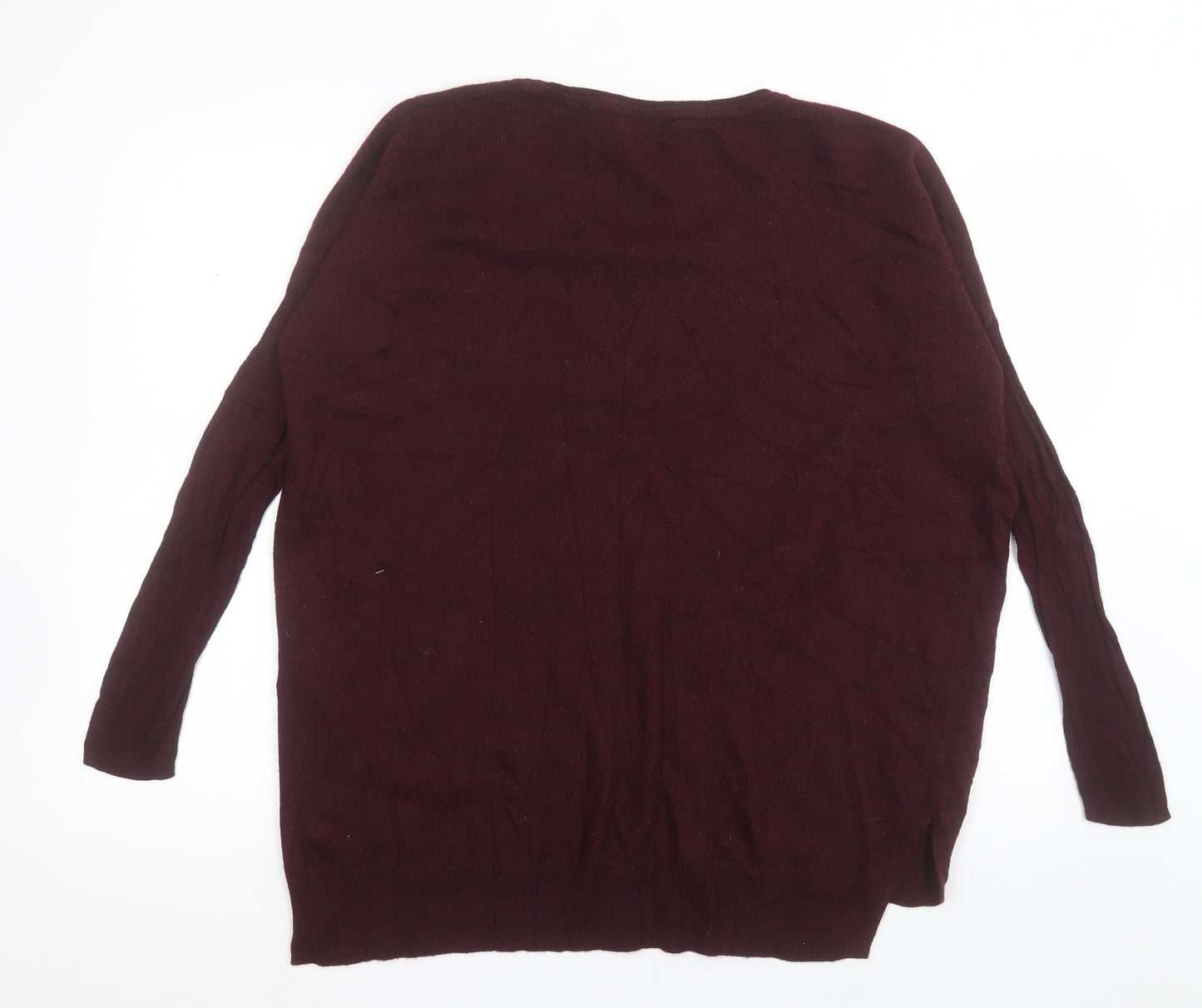 Topshop Womens Purple V-Neck  Acrylic Pullover Jumper Size 10