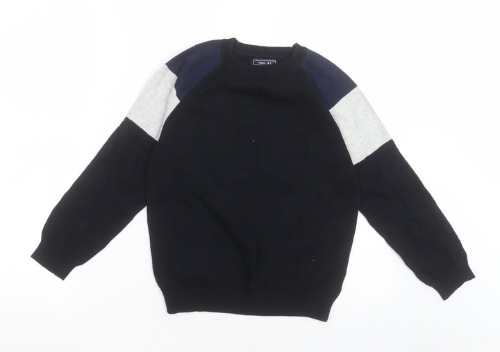 NEXT Boys Black Crew Neck Striped Cotton Pullover Jumper Size 9 Years  Pullover