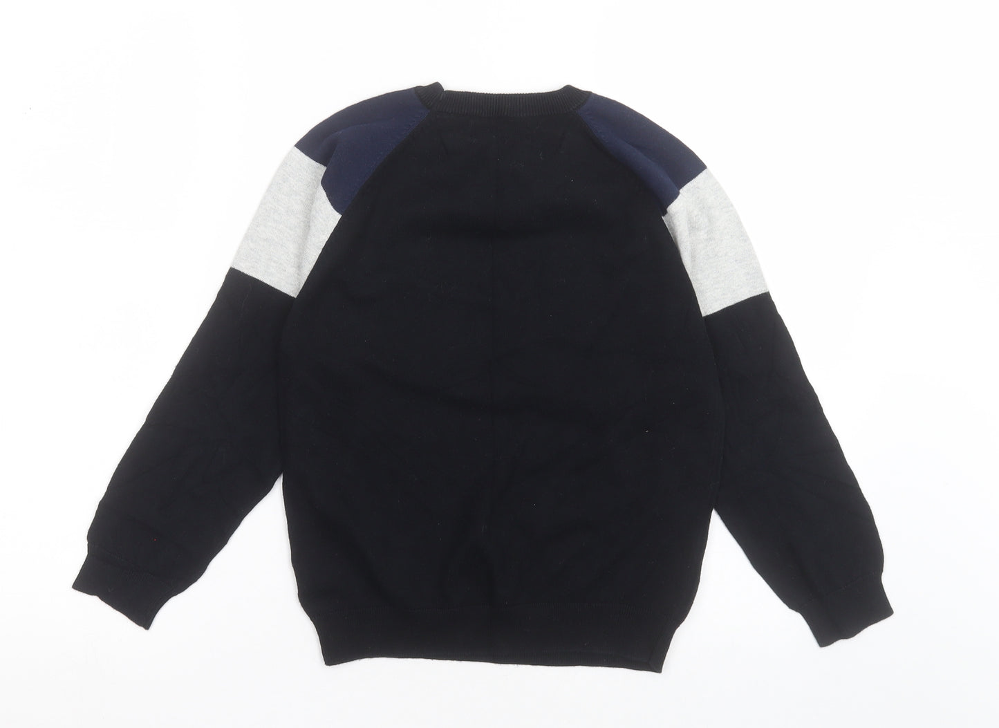 NEXT Boys Black Crew Neck Striped Cotton Pullover Jumper Size 9 Years  Pullover