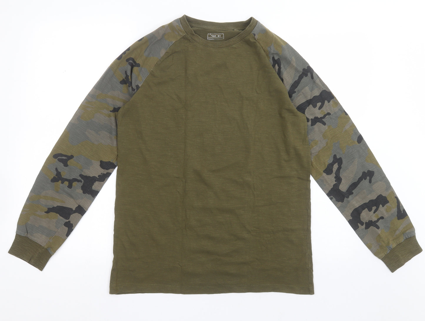 NEXT Boys Green Camouflage Cotton Basic Casual Size 15 Years Crew Neck Pullover
