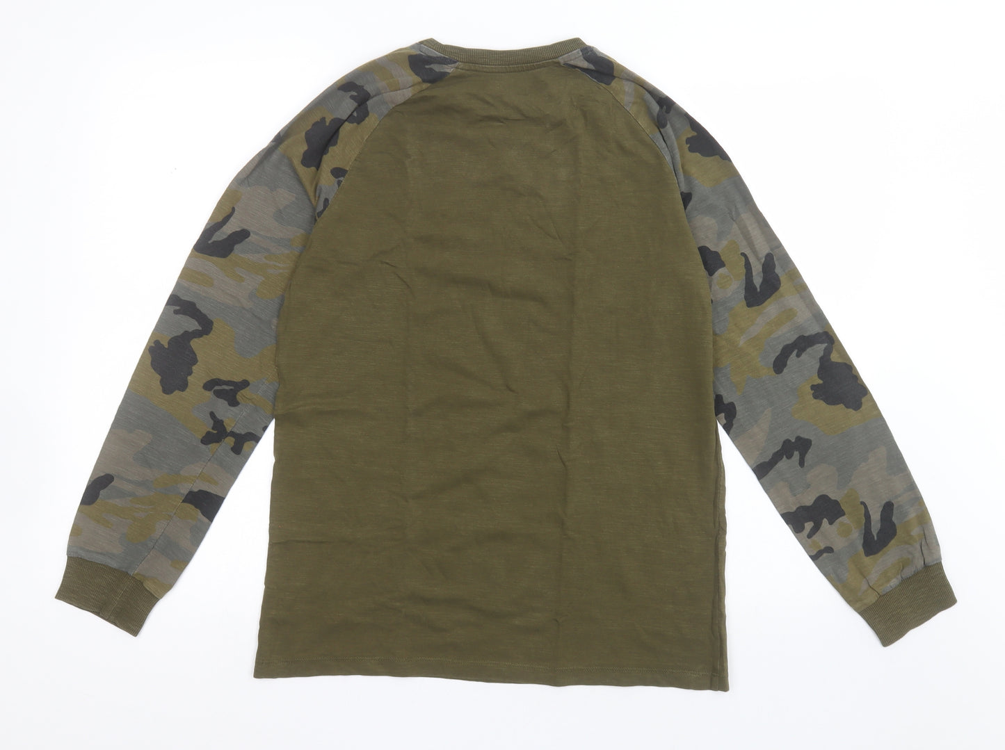 NEXT Boys Green Camouflage Cotton Basic Casual Size 15 Years Crew Neck Pullover
