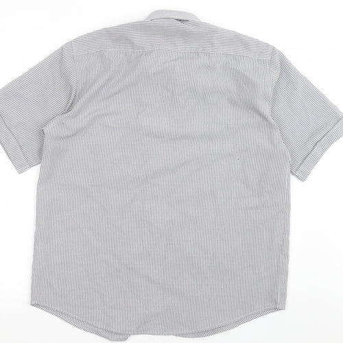 Giorgio Mens White Check Polyester  Button-Up Size M Collared Button