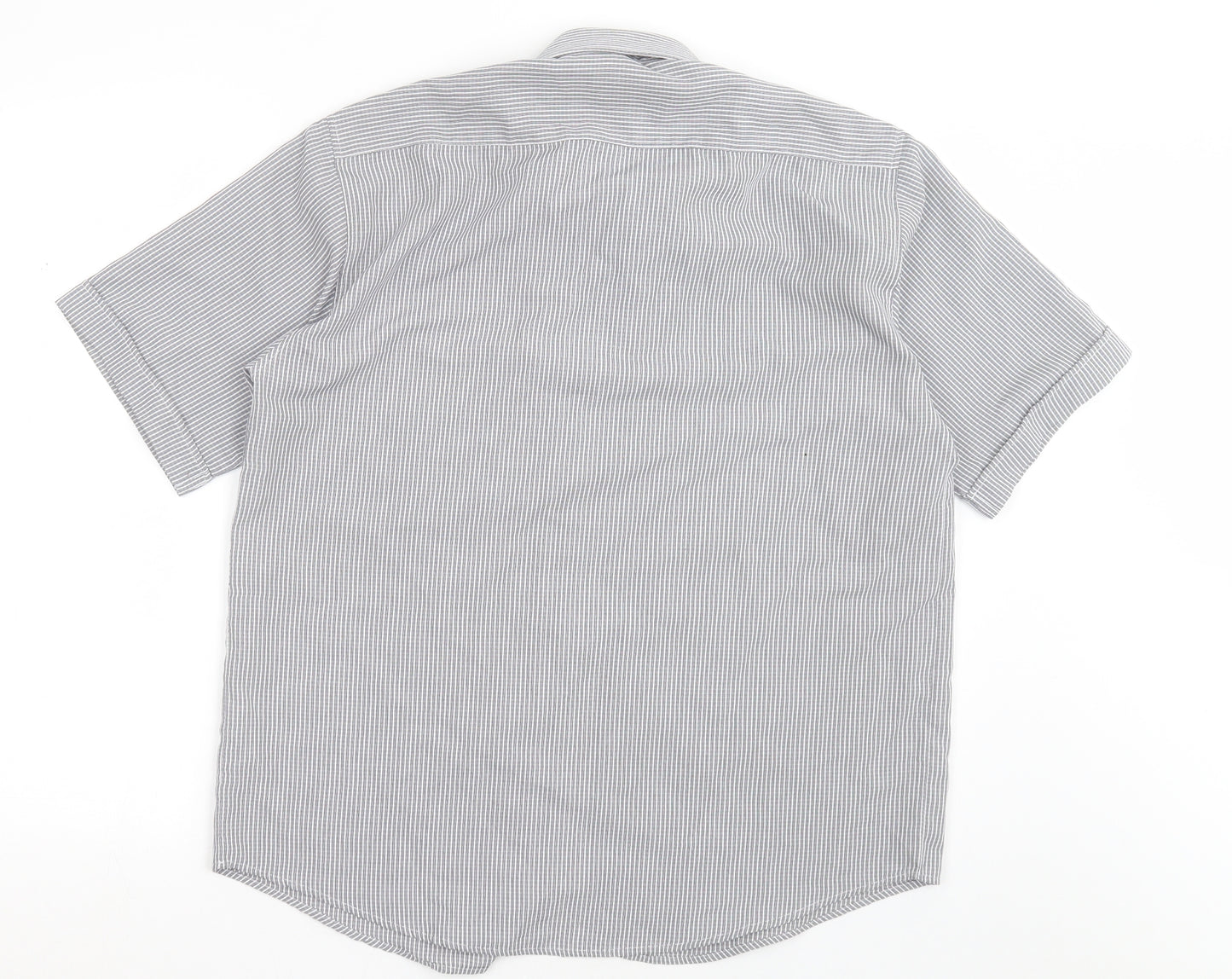 Giorgio Mens White Check Polyester  Button-Up Size M Collared Button