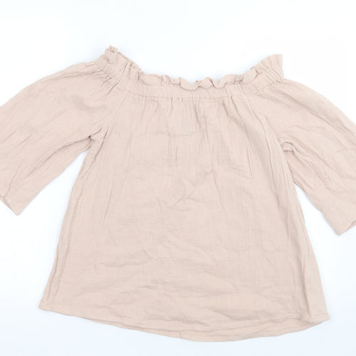 Primark Womens Pink  Cotton Basic Blouse Size 12 Off the Shoulder