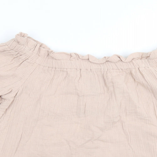 Primark Womens Pink  Cotton Basic Blouse Size 12 Off the Shoulder