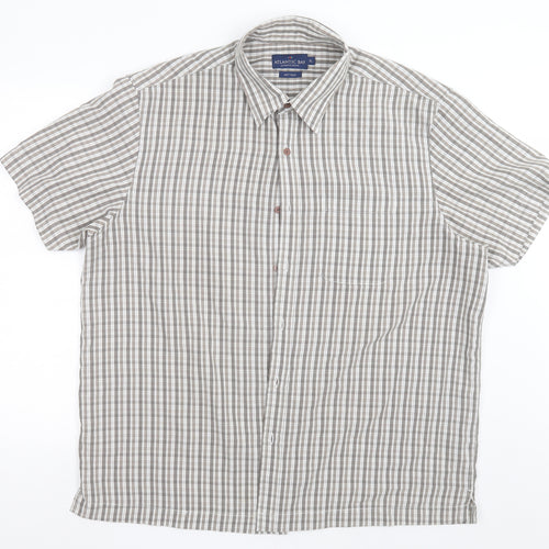 Atlantic Bay Mens Brown Check Cotton  Button-Up Size XL Collared Button - soft Touch