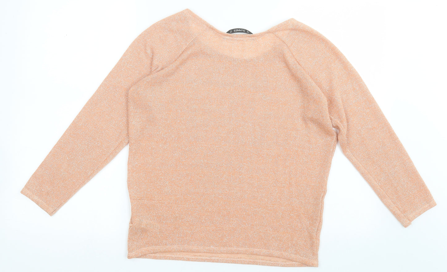 Dunnes Stores Womens Orange Scoop Neck  Polyester Pullover Jumper Size M   - Skull