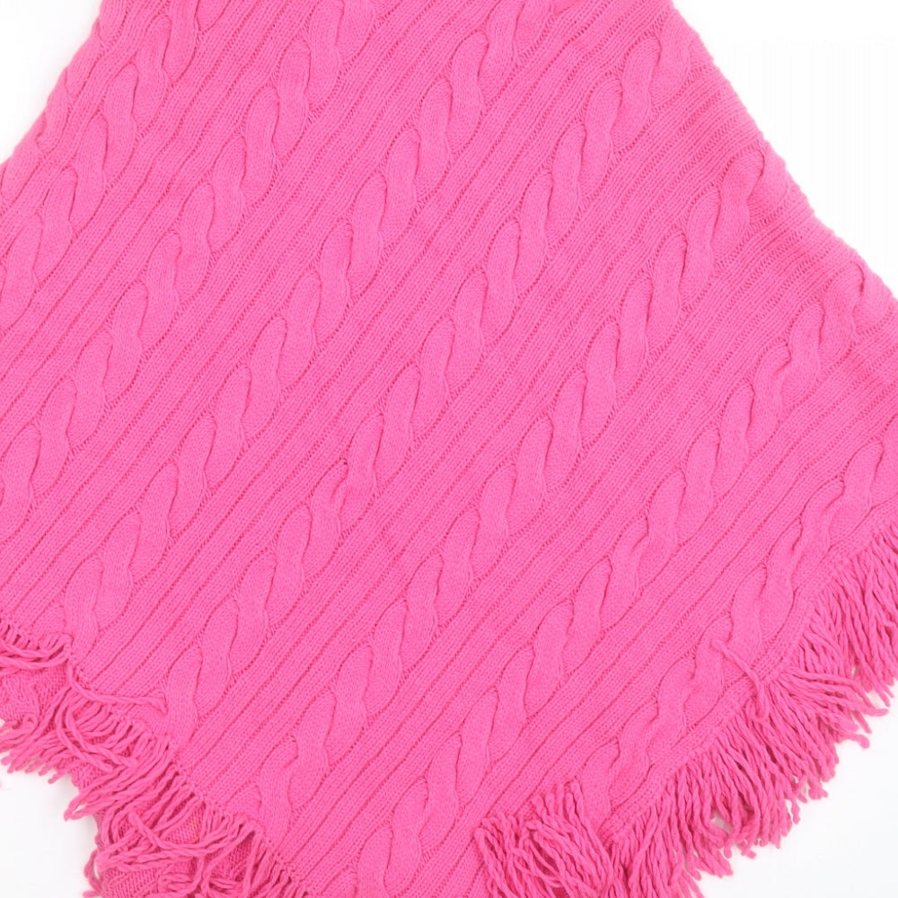 United Colors of Benetton Womens Pink Roll Neck Geometric Acrylic Cape Jumper One Size