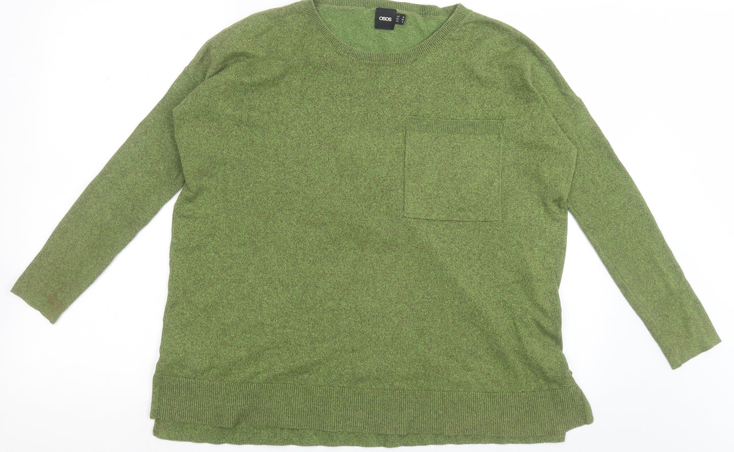 ASOS Womens Green Crew Neck  Cotton Pullover Jumper Size 10