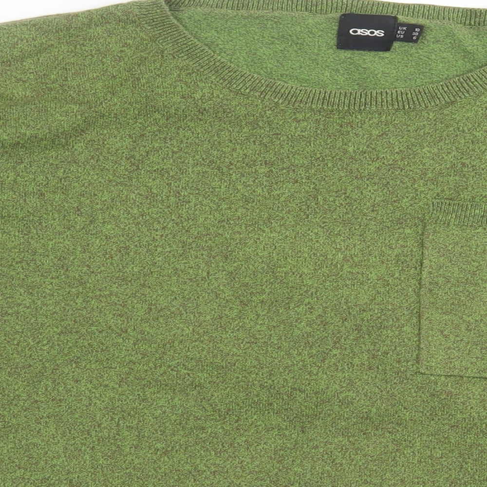 ASOS Womens Green Crew Neck  Cotton Pullover Jumper Size 10