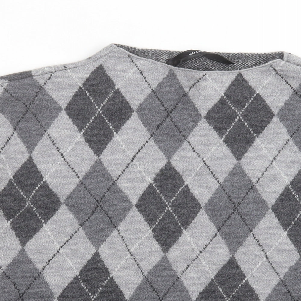 Hallhuber Womens Grey High Neck Argyle/Diamond Wool Pullover Jumper Size XL