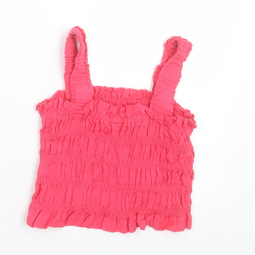 Matalan Girls Pink  Viscose Cropped Tank Size 7 Years Square Neck Pullover