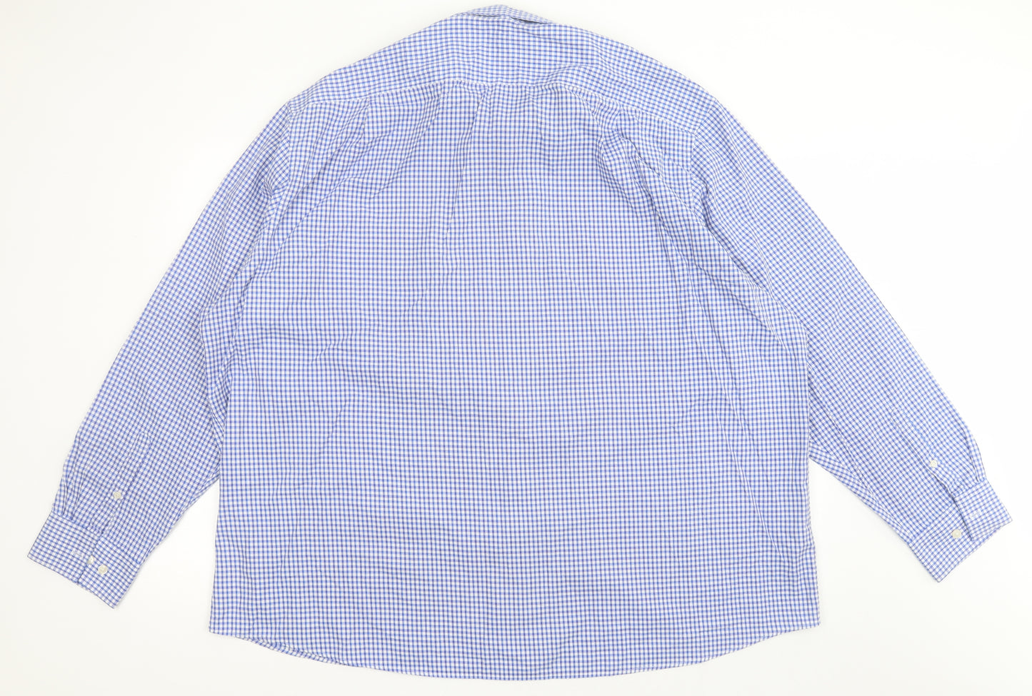 F&F Mens Blue Check Cotton  Button-Up Size 19 Collared Button - Tailored