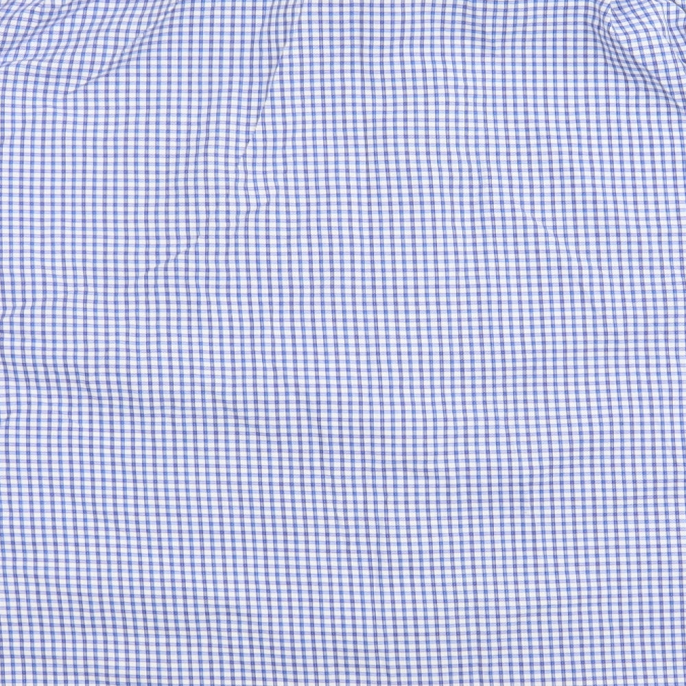 F&F Mens Blue Check Cotton  Button-Up Size 19 Collared Button - Tailored