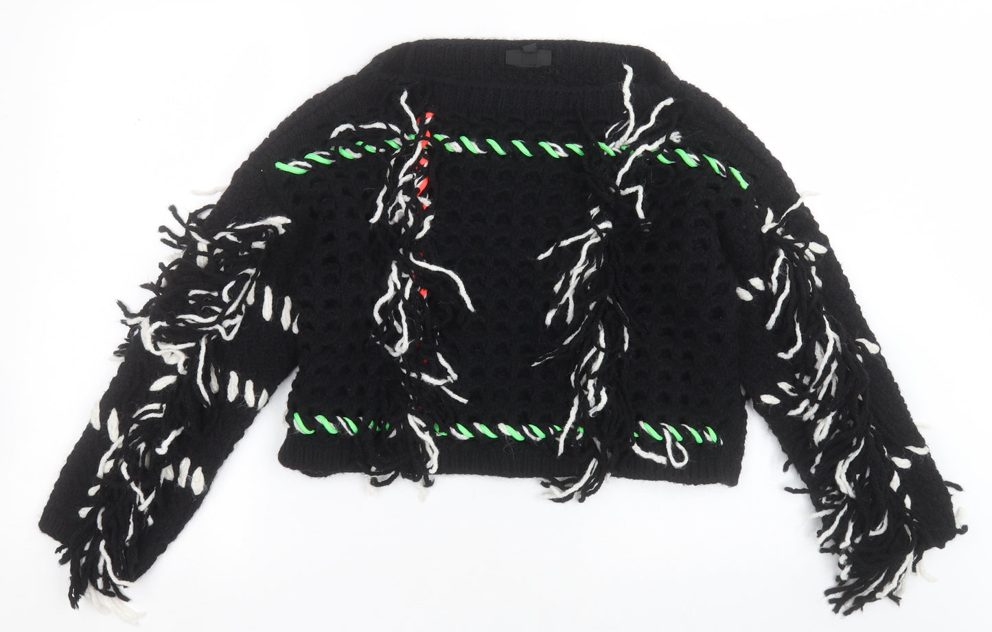 topdhop Womens Black Crew Neck  Acrylic Pullover Jumper Size 6