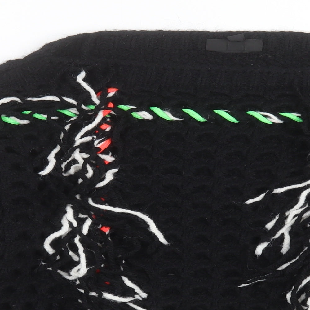 topdhop Womens Black Crew Neck  Acrylic Pullover Jumper Size 6