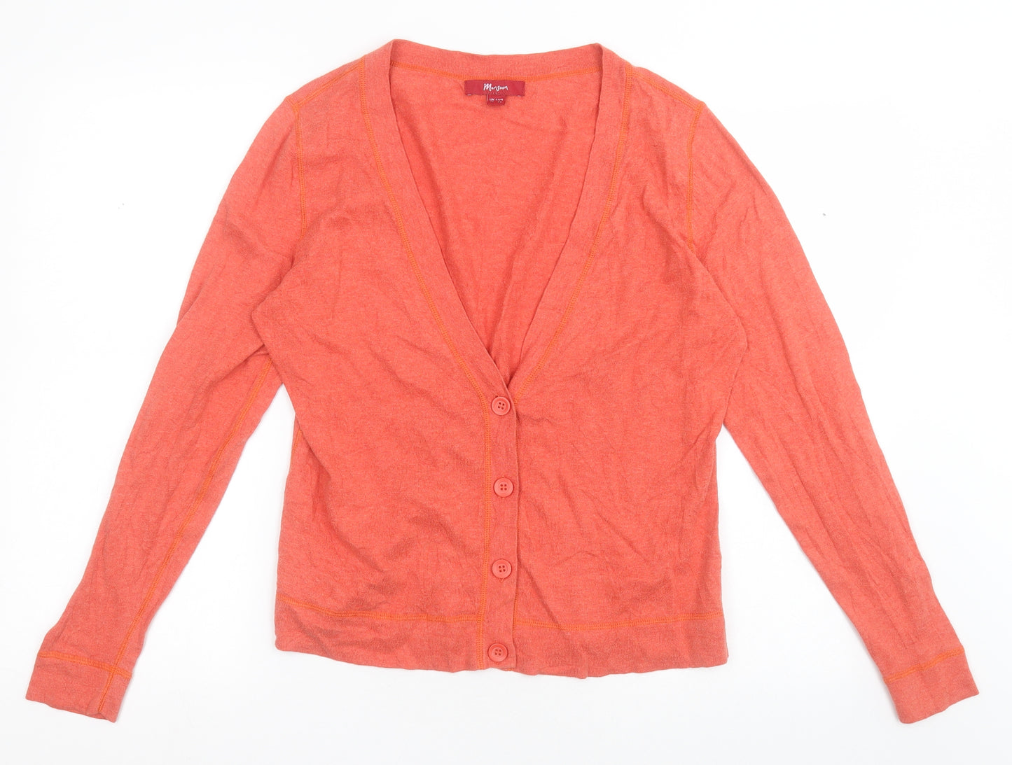Monsoon Womens Pink V-Neck  Cotton Cardigan Jumper Size 14