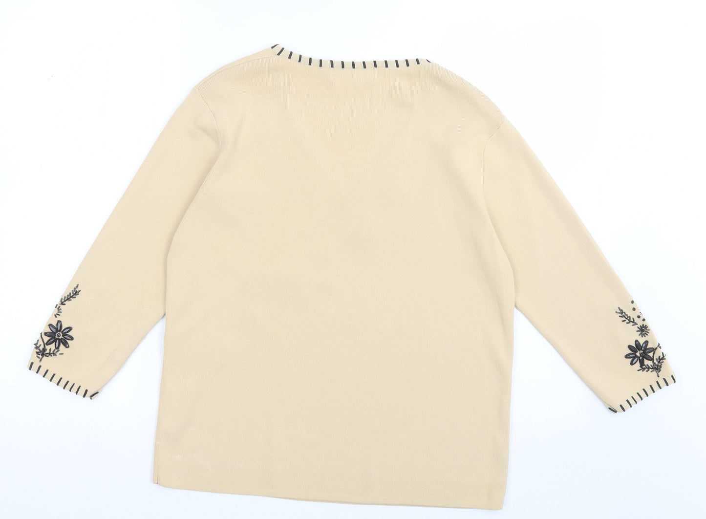 Vogue Womens Beige V-Neck Fair Isle Viscose Pullover Jumper Size M
