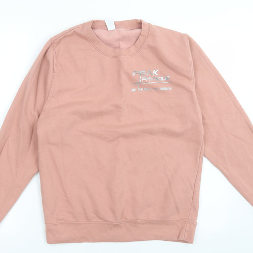 Awdis Womens Pink  Cotton Pullover Sweatshirt Size S  Pullover - peak physique