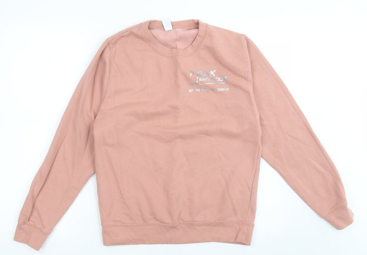 Awdis Womens Pink  Cotton Pullover Sweatshirt Size S  Pullover - peak physique