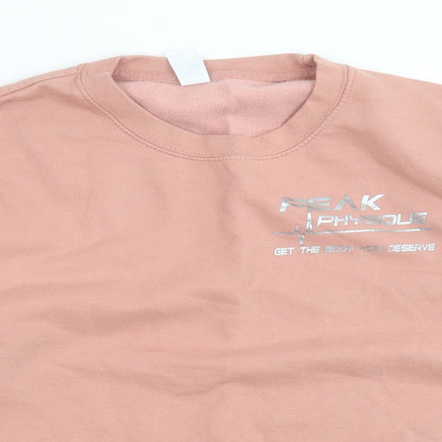 Awdis Womens Pink  Cotton Pullover Sweatshirt Size S  Pullover - peak physique