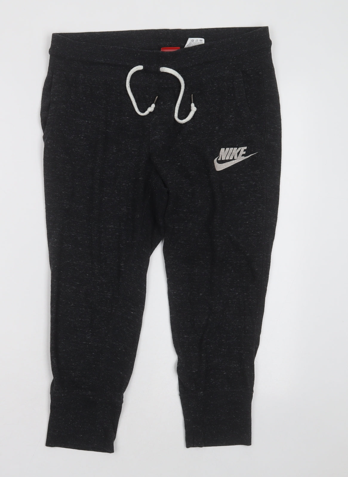 Nike Womens Grey  Polyester Cropped Trousers Size M L22 in Regular Tie