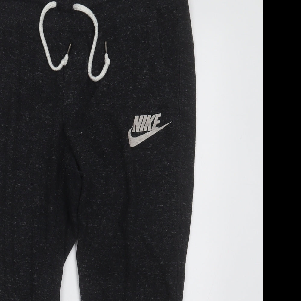 Nike Womens Grey  Polyester Cropped Trousers Size M L22 in Regular Tie