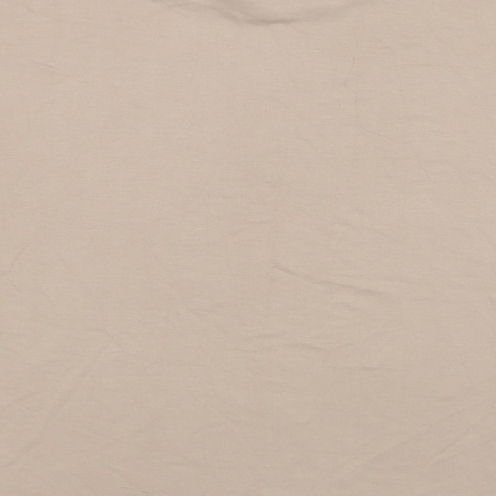 PRETTYLITTLETHING Womens Beige  Viscose Basic T-Shirt Size 8 Crew Neck