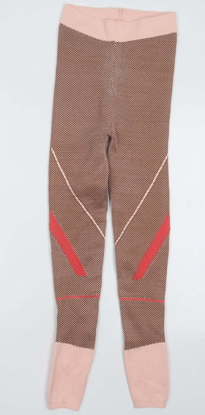 Stradivarius Womens Pink Geometric Polyester Capri Leggings Size S L28 in