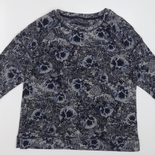 Marks and Spencer Womens Black Crew Neck Floral Polyester Pullover Jumper Size 14