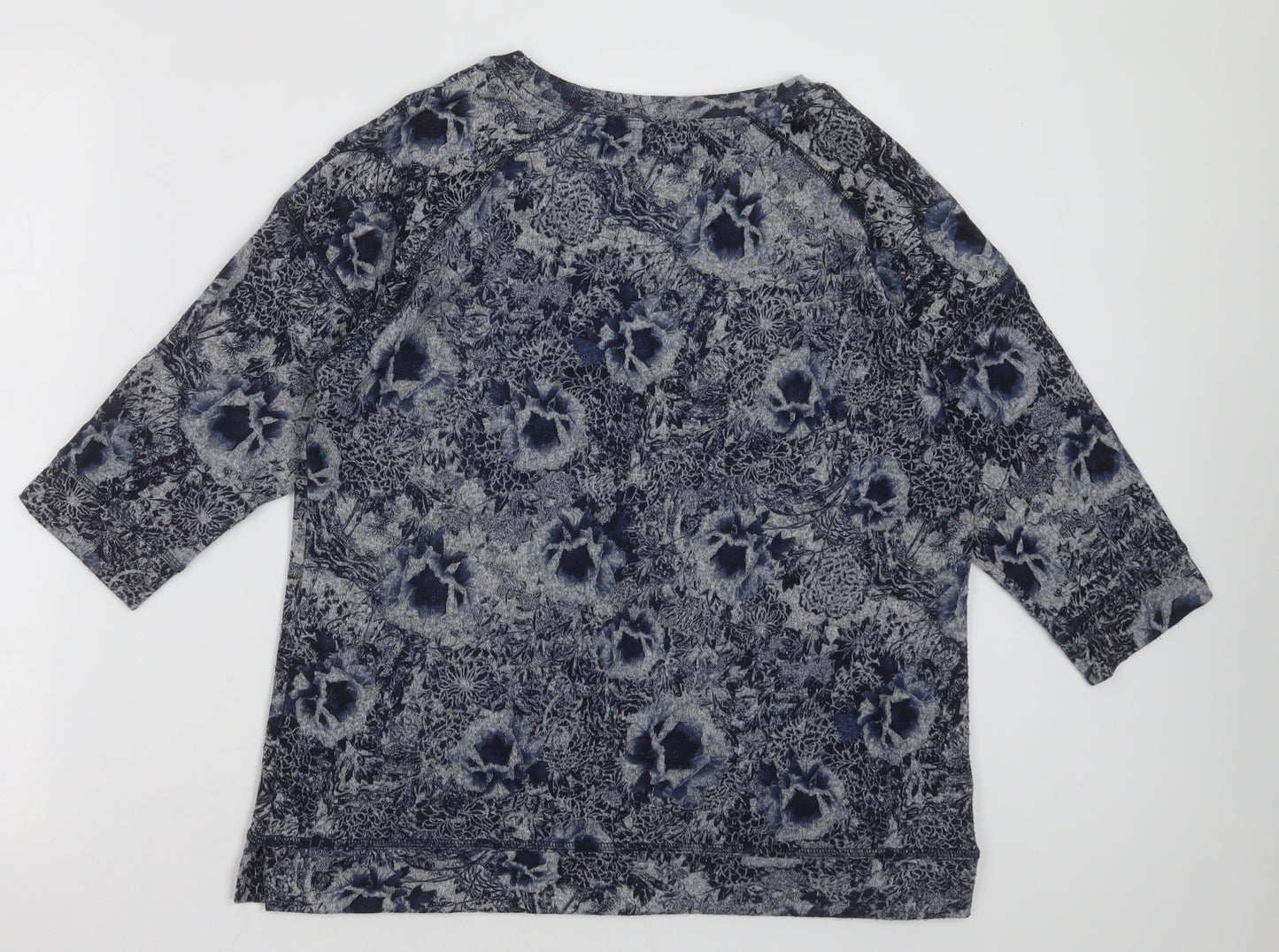 Marks and Spencer Womens Black Crew Neck Floral Polyester Pullover Jumper Size 14