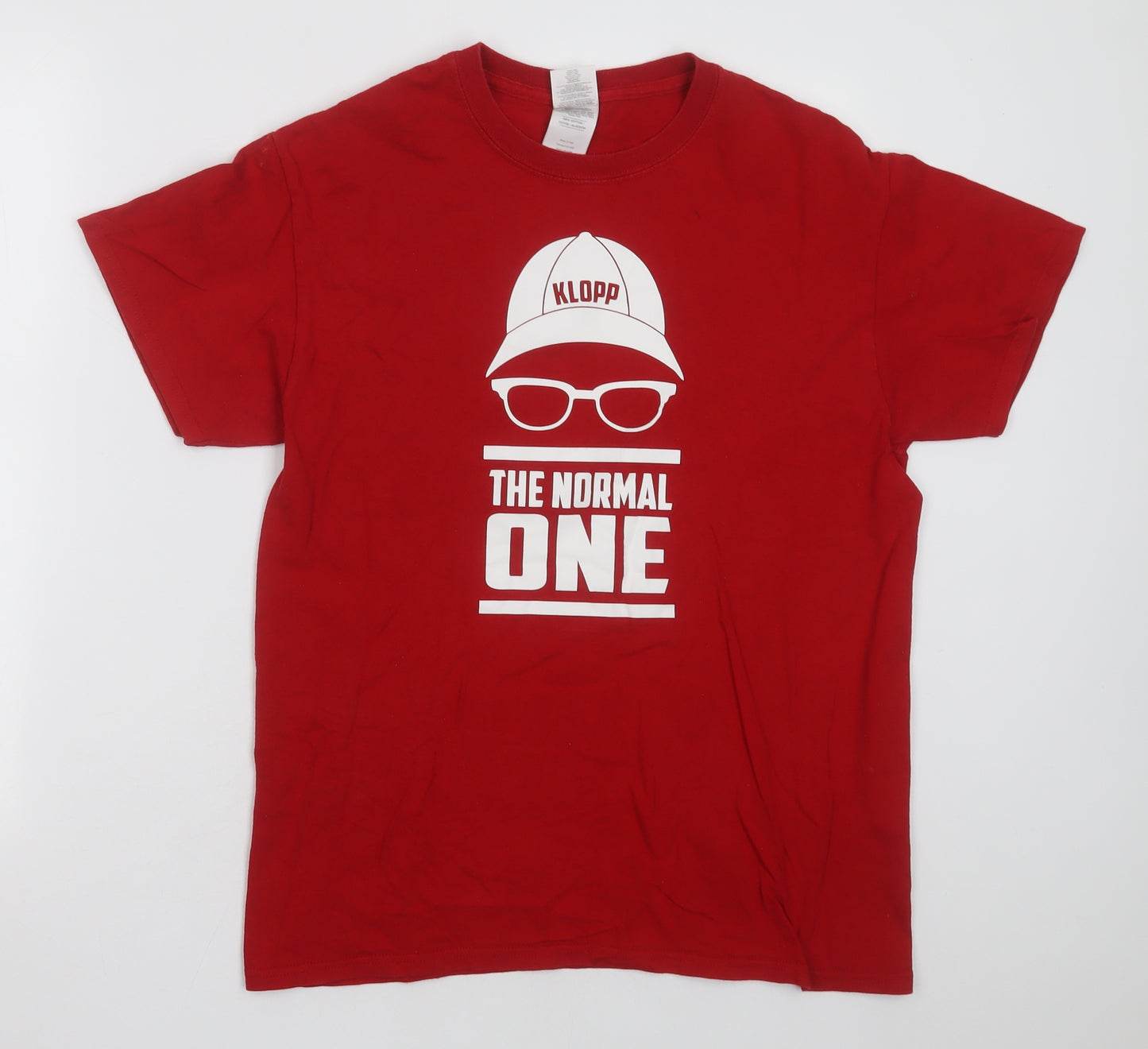 Gildan Mens Red  Cotton  T-Shirt Size M Crew Neck  - the normal one