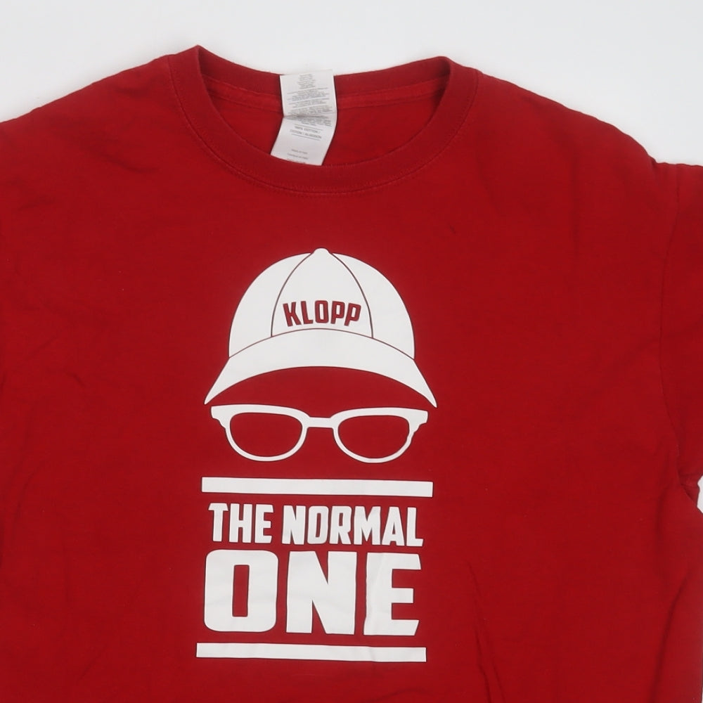 Gildan Mens Red  Cotton  T-Shirt Size M Crew Neck  - the normal one