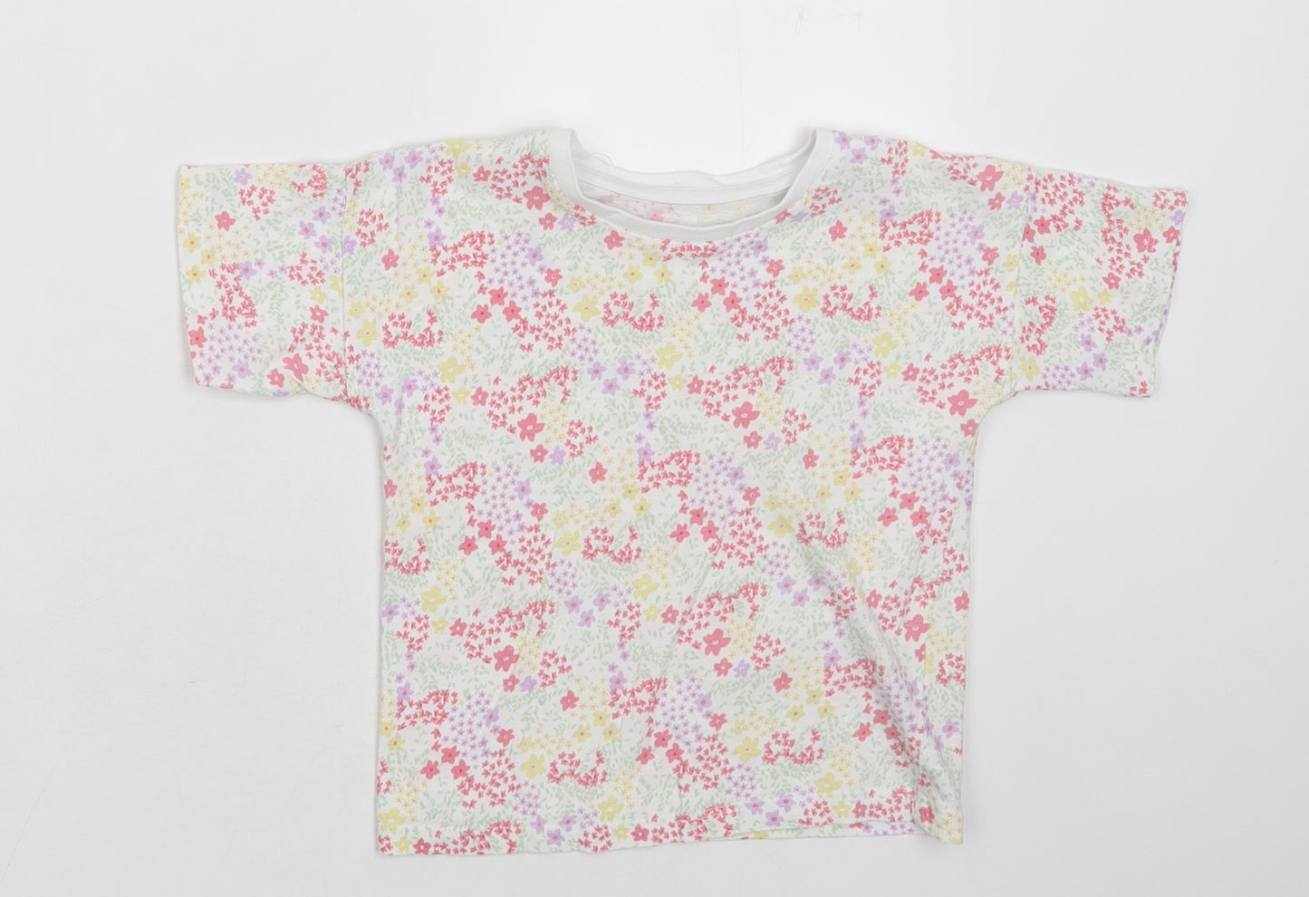 Matalan Girls Multicoloured Floral Cotton Basic T-Shirt Size 2-3 Years Crew Neck Pullover