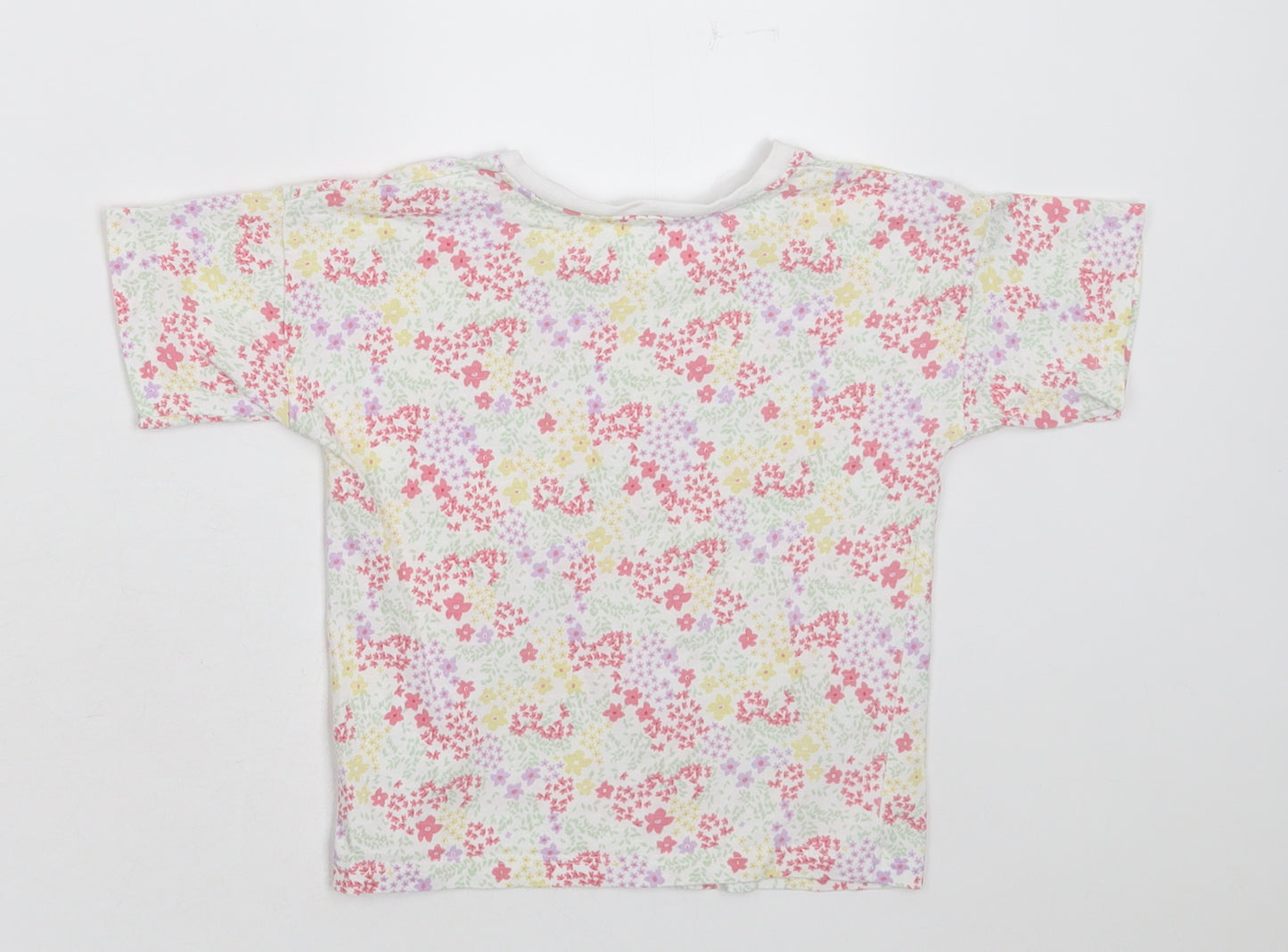 Matalan Girls Multicoloured Floral Cotton Basic T-Shirt Size 2-3 Years Crew Neck Pullover