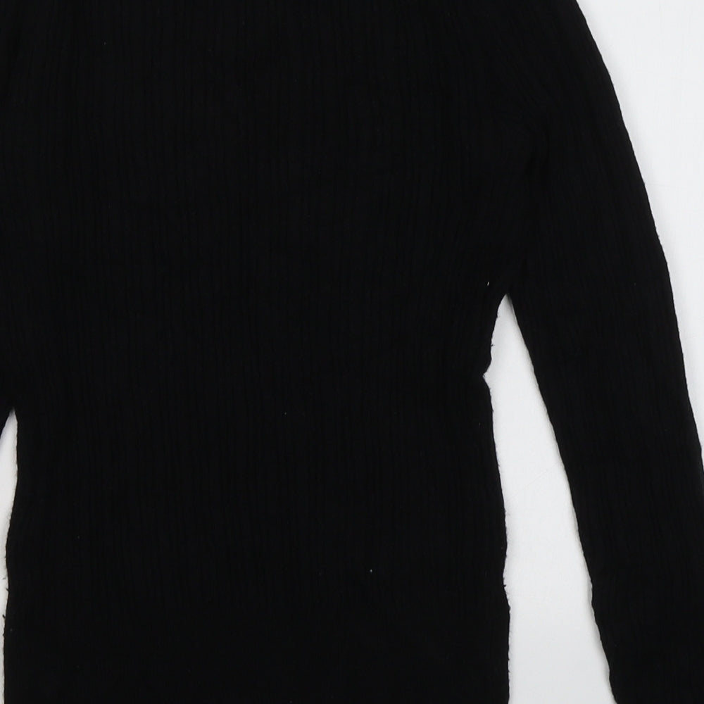 Primark Womens Black Round Neck Striped Polyester Pullover Jumper Size S   - Stretch size 10/12