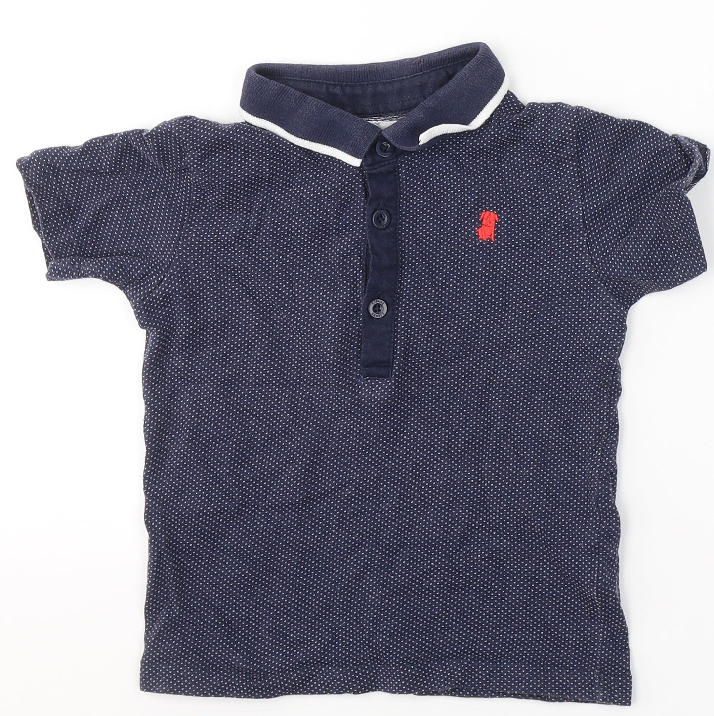 Junior J Boys Blue Spotted Cotton Basic Polo Size 2-3 Years Collared