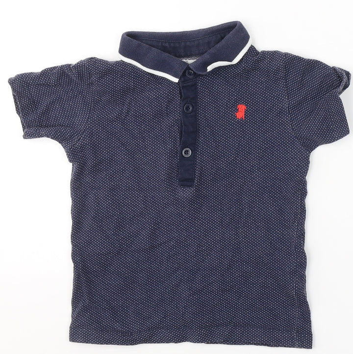 Junior J Boys Blue Spotted Cotton Basic Polo Size 2-3 Years Collared