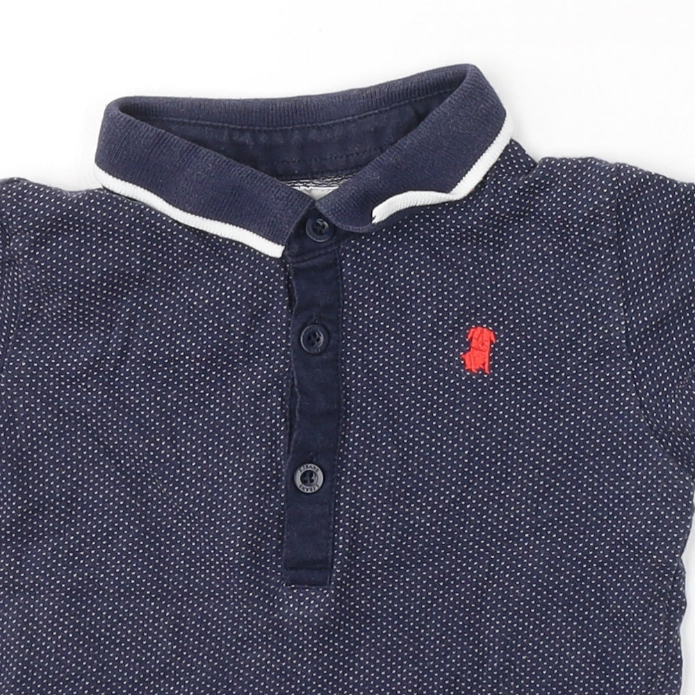 Junior J Boys Blue Spotted Cotton Basic Polo Size 2-3 Years Collared