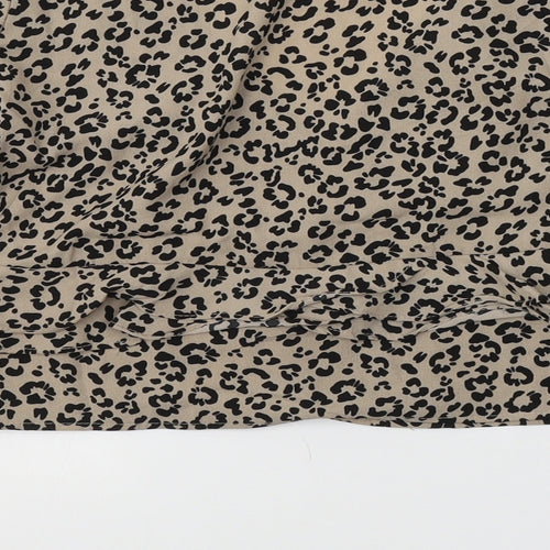 Brave Soul Womens Beige Animal Print Polyester Basic Blouse Size S V-Neck