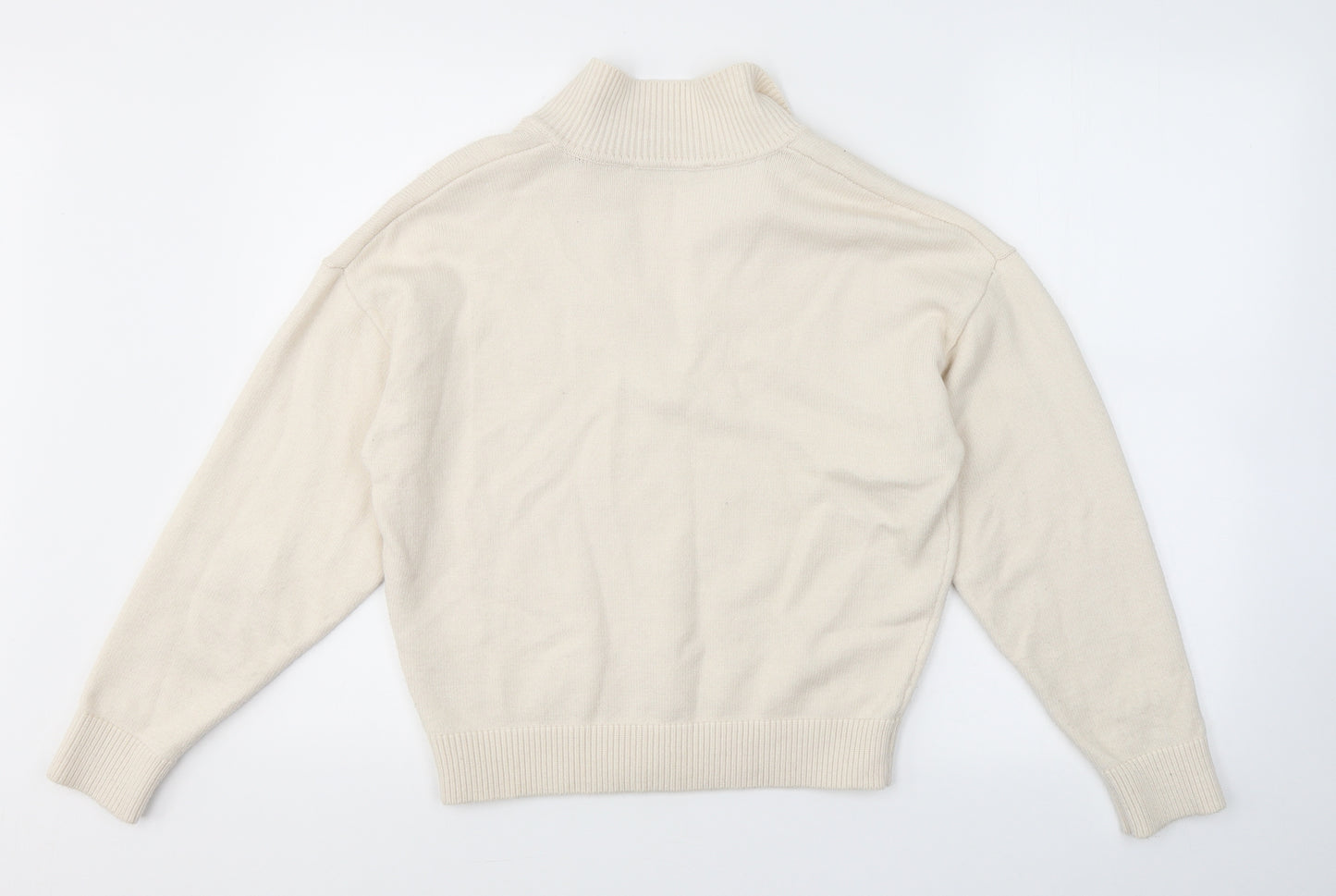 Zara Womens Beige V-Neck  Viscose Pullover Jumper Size M