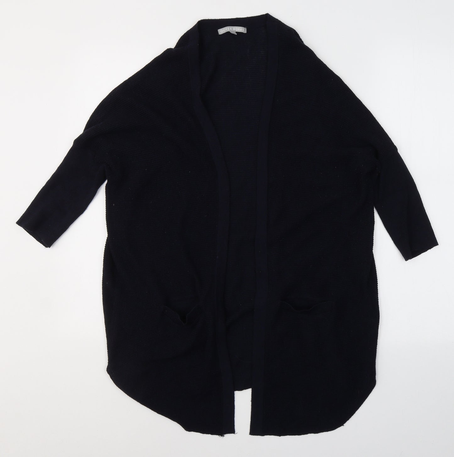Oliver Bonas Womens Blue V-Neck  Polyester Cardigan Jumper Size 8   - Oversized