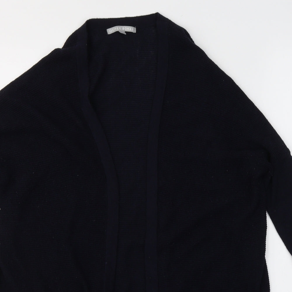 Oliver Bonas Womens Blue V-Neck  Polyester Cardigan Jumper Size 8   - Oversized