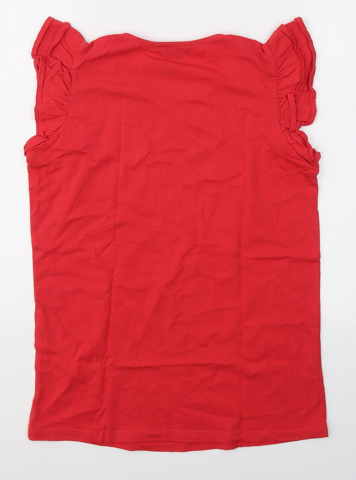 New Look Womens Red  Cotton Basic T-Shirt Size 8 Round Neck