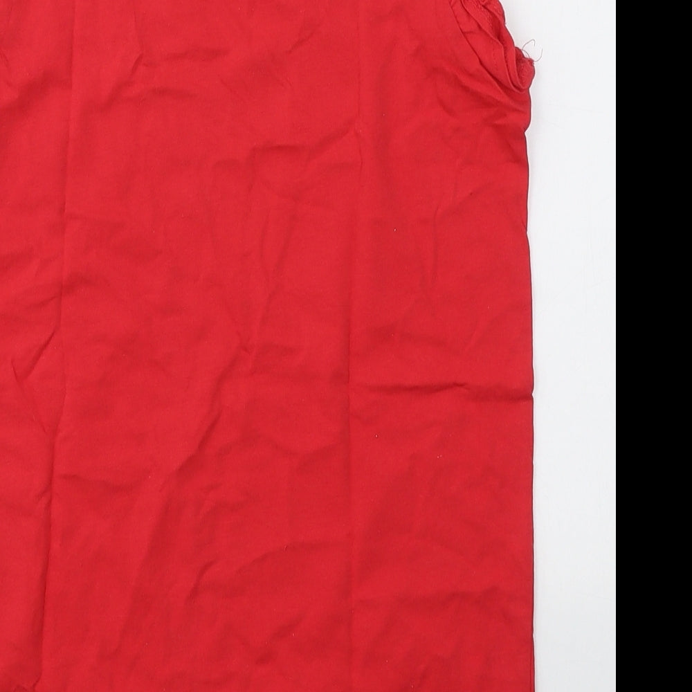 New Look Womens Red  Cotton Basic T-Shirt Size 8 Round Neck